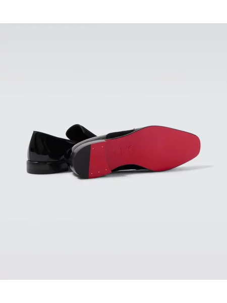Semišové lakované loafersy Christian Louboutin čierna