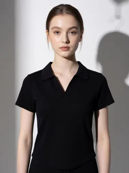 Поло STREAM віскоза/поліестер чорний