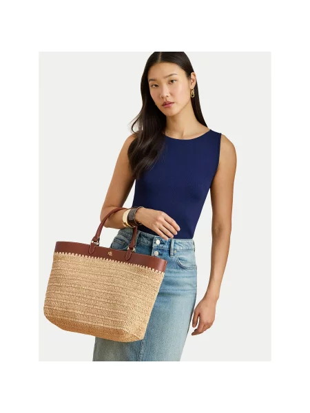 Shopper kabelka Lauren Ralph Lauren hnedá