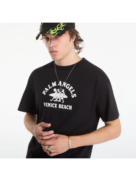 Tricou Palm Angels Surf Regular Tee Black/ Off White S alb