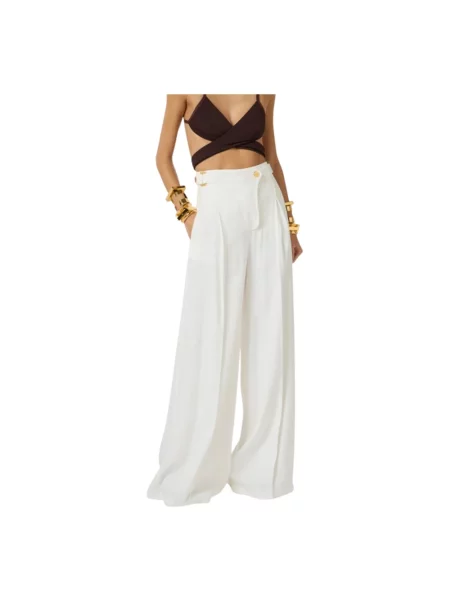 Spodnie palazzo Elisabetta Franchi z wysoką talią białe