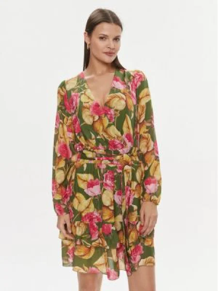GUESS Rochie cu cordon cu adaos de mătase roz