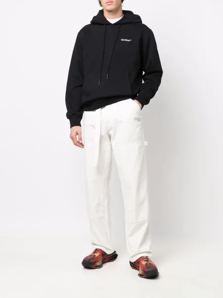 Hoodie Off-white με κέντημα λευκό