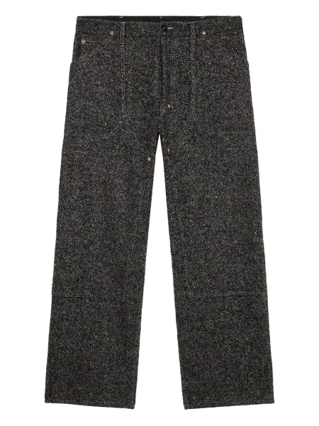 Pantaloni 4sdesigns cu model herringbone gri