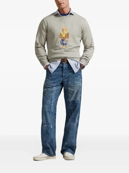 Dlouhá pruhovaná s límcem kšiltovka Polo Ralph Lauren modrá