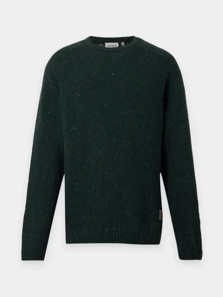 Carhartt WIP Pulover Anglistic verde pin alb