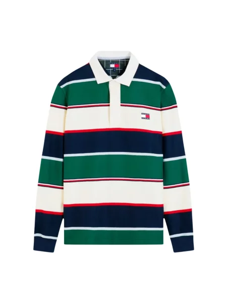 Koszulka polo Tommy Jeans z paskiem zielona