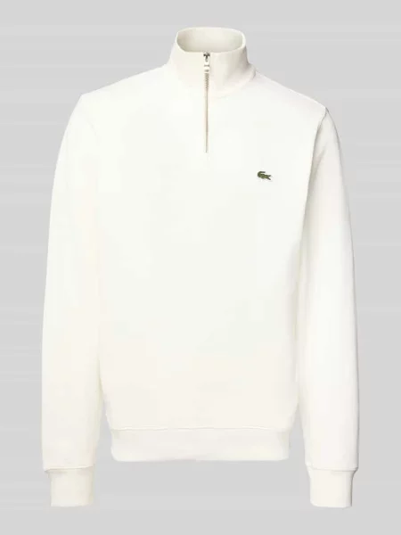 Bluza Lacoste z kołnierzem z logo biała