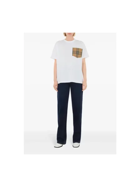 Koszulka Burberry żakardowa w kratkę biała