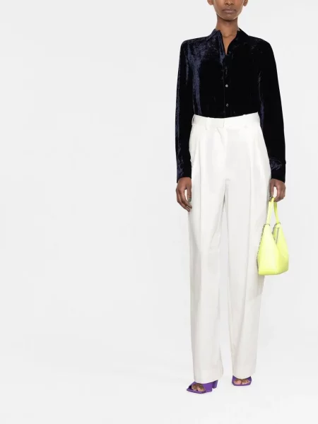 Cămașă Tom Ford de catifea lungă albastru