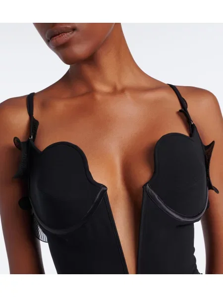 Body Tom Ford de mătase cu volane negru