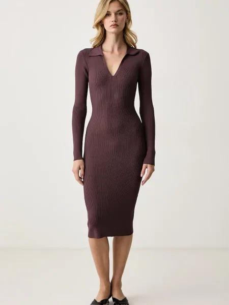 Silvian Heach rochie tricotată cu vâscoză HAUGEN violet