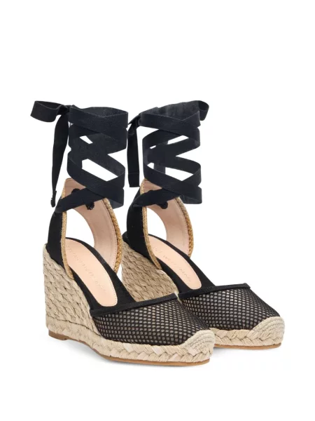 Sandale Stuart Weitzman cu șireturi cu pană plasă negru