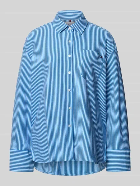 Koszulowa bluzka z długim rękawem o kroju oversize z mieszanki bawełny Tommy Hilfiger