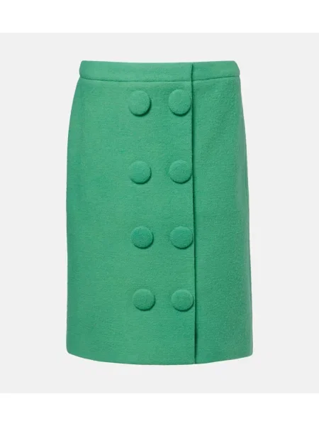 Fustă tip creion Shushu/tong de lână verde