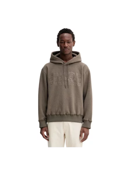 Bluza z kapturem Mm6 Maison Margiela z kapturem brązowa