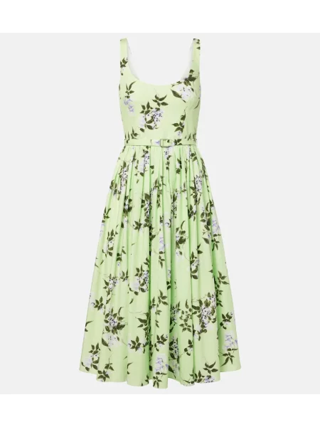 Cu centură rochie midi Emilia Wickstead cu model floral verde