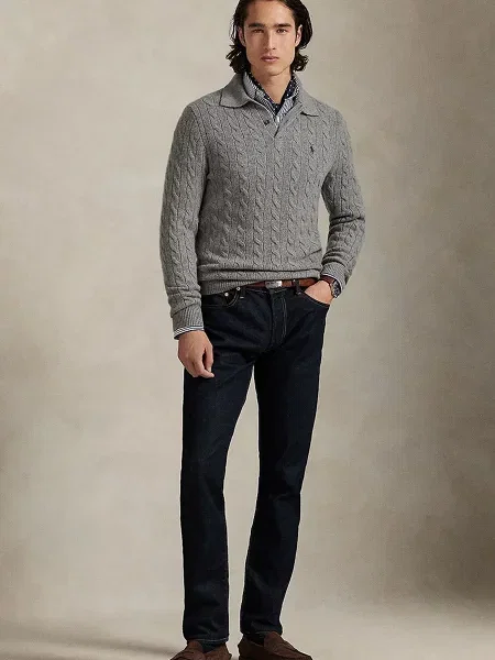 Vlněný svetr Polo Ralph Lauren pánský šedá