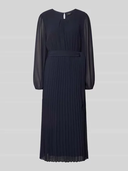 Taliowana sukienka casualowa z paskiem w talii do wiązania S.oliver Black Label czarna