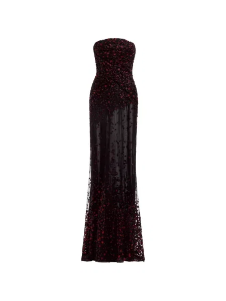 Rochie maxi Elie Saab cu paiete fără bretele negru