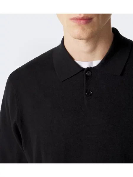 Tricou polo Lisa Yang din cașmir negru
