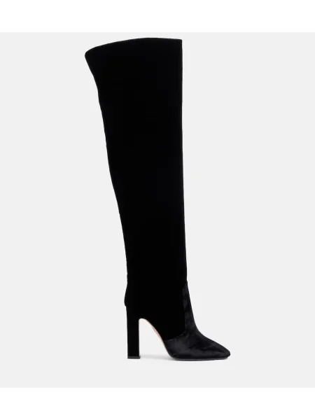 Cizme Aquazzura de catifea negru