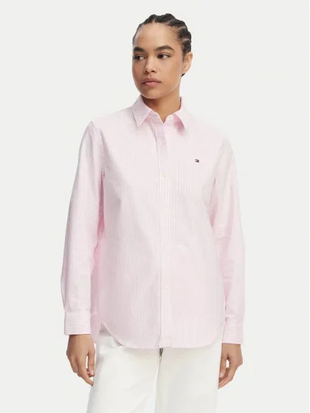 Tommy Hilfiger Cămașă Fit Flag Embroidery Oxford roz