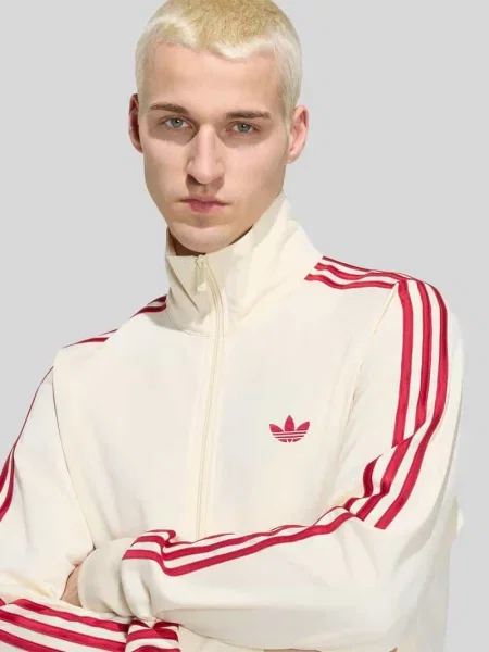 Bluza rozpinana o kroju relaxed fit z wyhaftowanym logo i stójką Adidas Originals biała