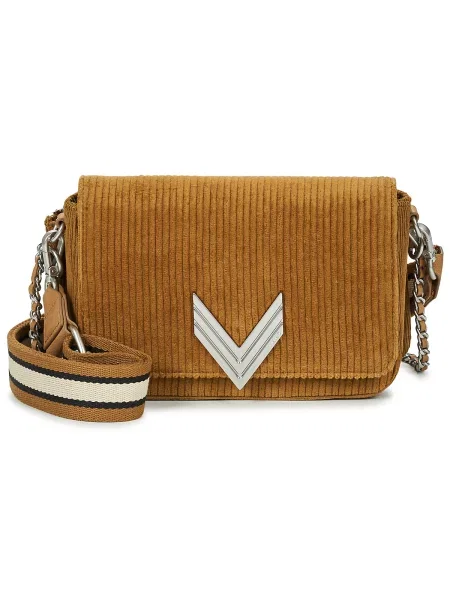 Crossbody torbica Ikks iz rebrastega žameta bež