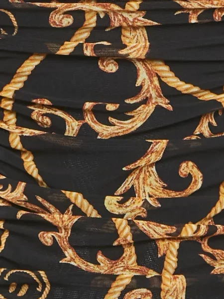 Sukienka mini Ganni z nadrukiem w abstrakcyjne wzory garniturowa czarna