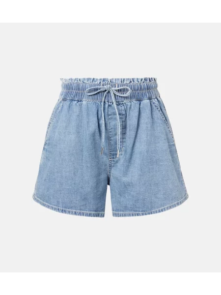 Pantaloni scurți din denim Veronica Beard cu talie înaltă albastru