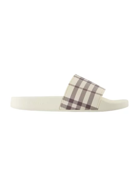 Klapki Burberry w kratę białe