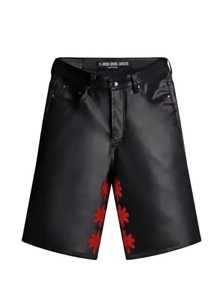 Pantaloni scurți Lostshdws din piele cu model floral cu imagine negru