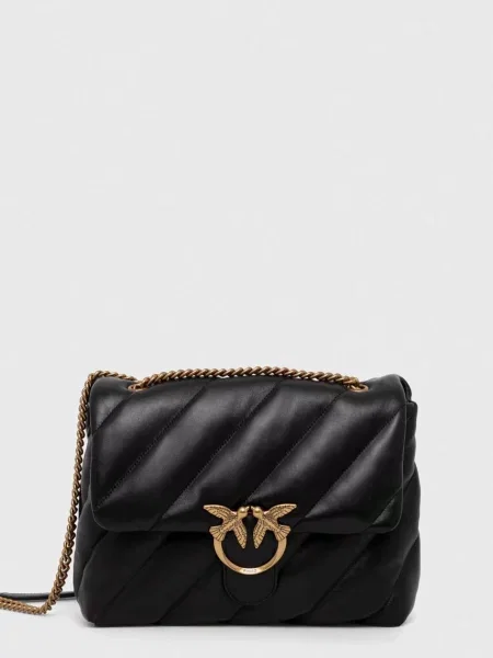 Pinko crossbody kabelka kožená černá