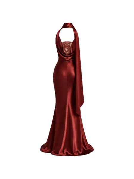 Rochie maxi Retrofete din dantelă roșu