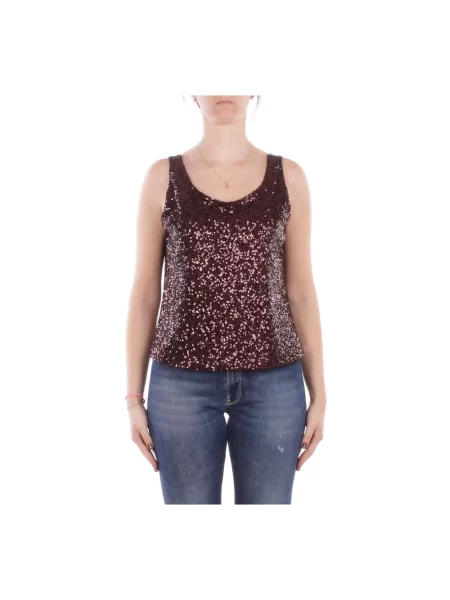 Podkoszulka Manila Grace z cekinami brązowa