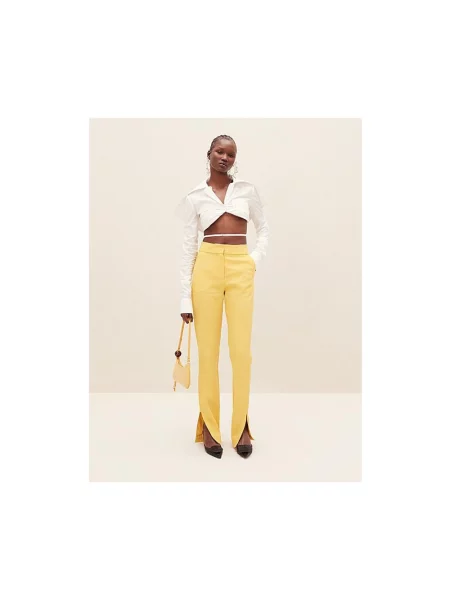 Spodnie Jacquemus z wysoką talią żółte