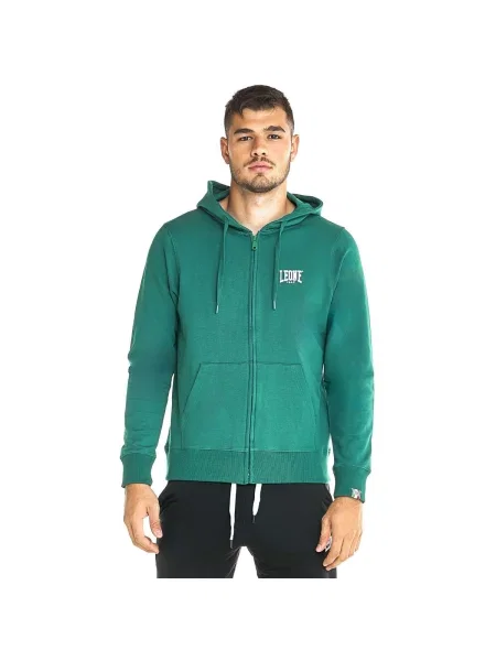 Mikina na zips Leone 1947 s autogramom zelená