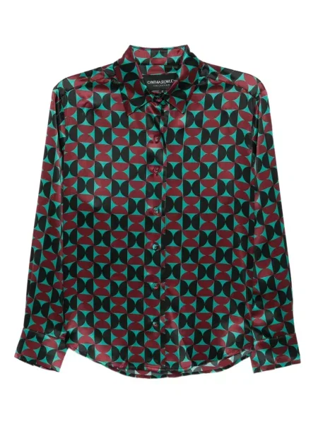 Cămașă Cynthia Rowley cu imprimeu geometric negru