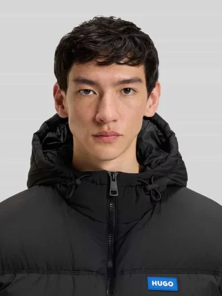 Kurtka pikowana o kroju relaxed fit z kapturem model ‘BODO’ Hugo Blue czarna