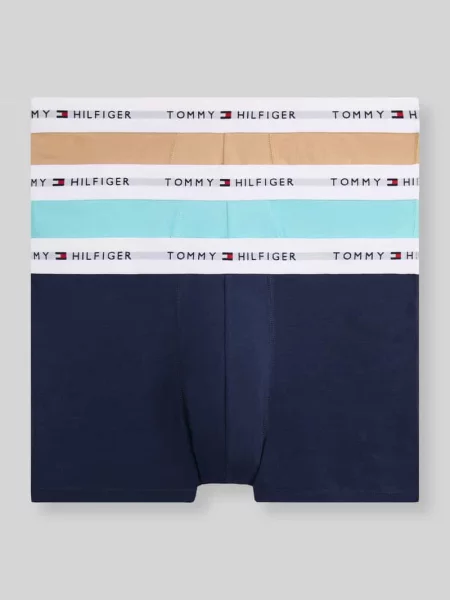 Obcisłe bokserki o kroju regular fit z mieszanki bawełny w zestawie 3 szt. Tommy Hilfiger granatowe
