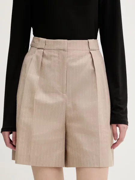 Bermudy o kroju regular fit z Mieszanka bawełny i lnu Model HAMONU' Hugo beżowe