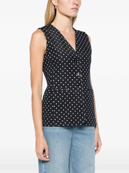 Vestă Max Mara de lână cu buline albastru