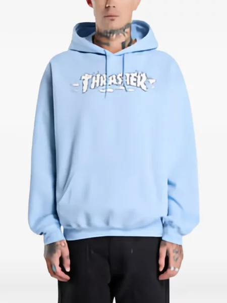 Суичър с качулка Thrasher синьо