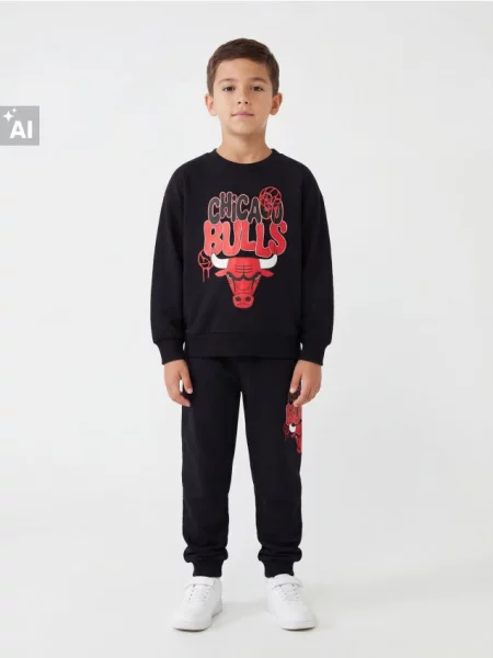Sinsay Mikina s kulatým výstřihem s potiskem Chicago Bulls NBA černá