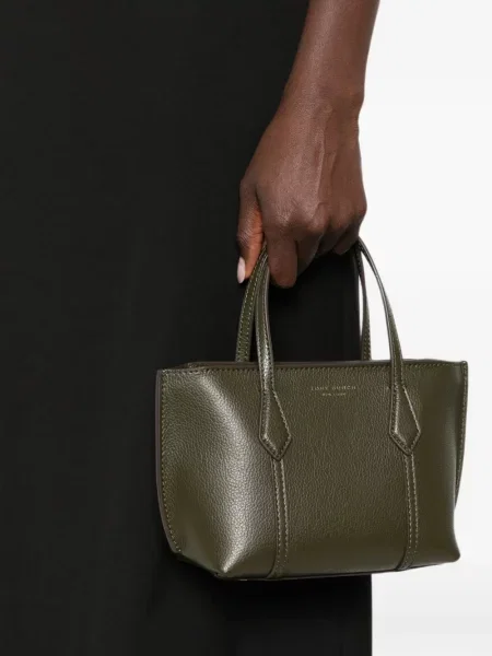 Geantă shopper Tory Burch din piele verde