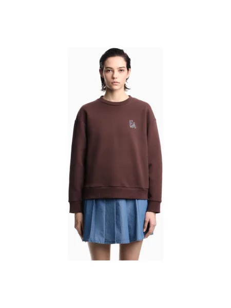 Bluza sportowa Emporio Armani z nadrukiem brązowa