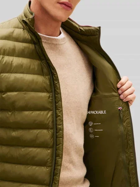 Kurtka pikowana o kroju regular fit ze stójką Tommy Hilfiger zielona