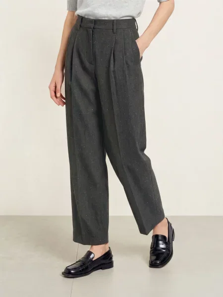 Opus Pants Kalhoty Mikha / tmavě šedá černá