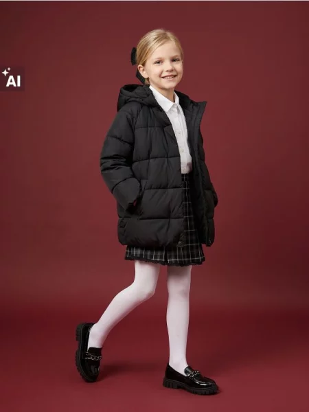 Sinsay Bunda puffer s kapucí černá